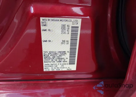 2015 Nissan Altima 3.5 Sl from USA, damaged, VIN 1N4BL3AP5FC231003